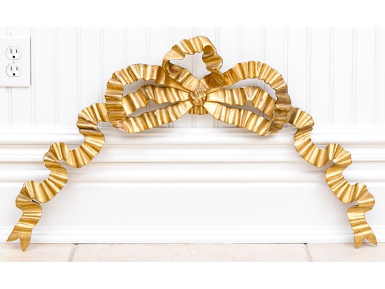 Stunning Carved Gesso And Gilt Bow Wall Mount