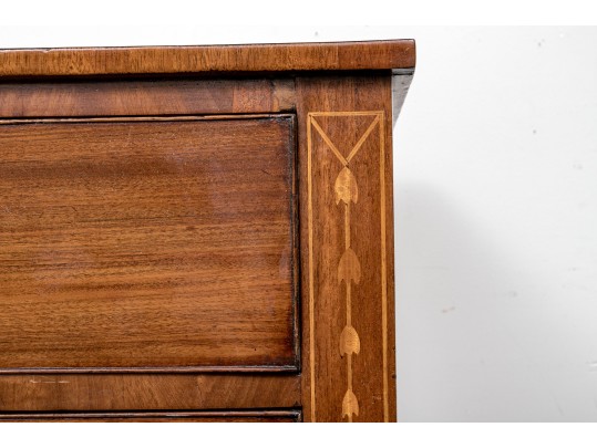 Antique Satinwood Inlaid Mahogany Chest Of Drawers