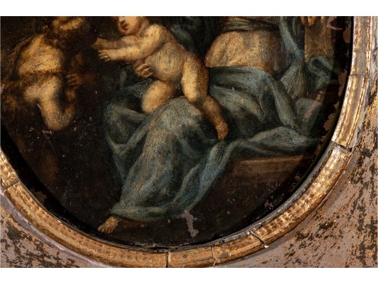Ca. 17th/ 18th Century Gilt Framed Oil On Metal, Virgin Mary With The Baby Jesus