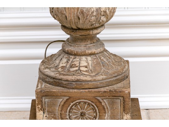 Antique Carved Wood Lantern 