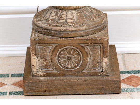 Antique Carved Wood Lantern 