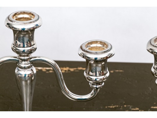 Pair Of Italian Silver Plated Candelabra