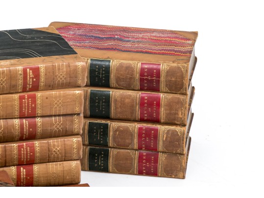 Collection In Excess Of 25 Semi Antique & Antique Leather Bound Books