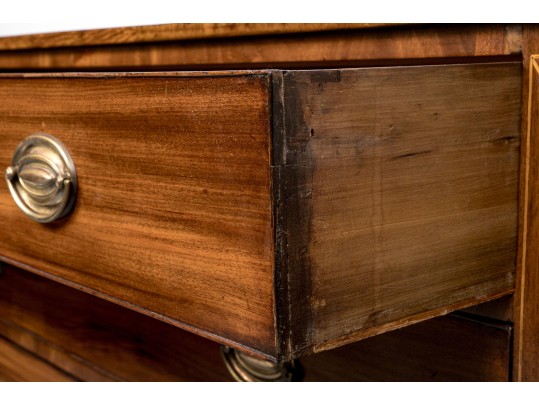 Antique Satinwood Inlaid Mahogany Chest Of Drawers