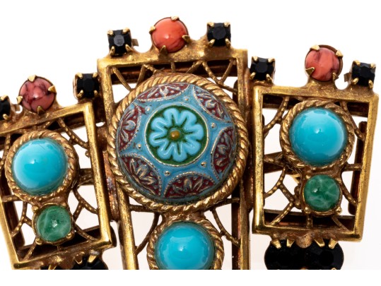 Gold Plated Multi-color Glass Stone Pin/Pendant