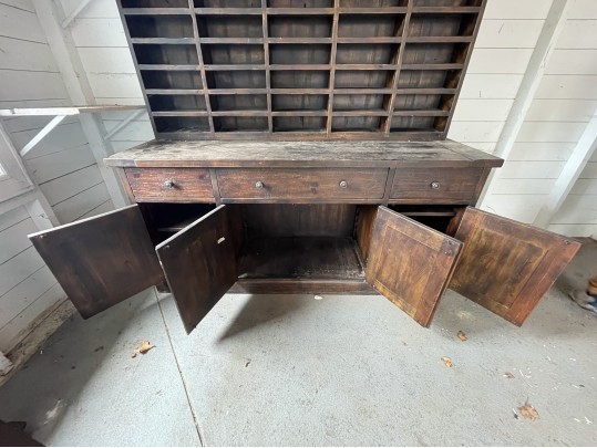 Impressive Two Part Oak Breakfront Cupboard