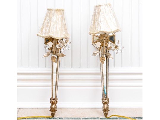 Stonefish Shaded Single Light Mirrored And Gilt Sconces