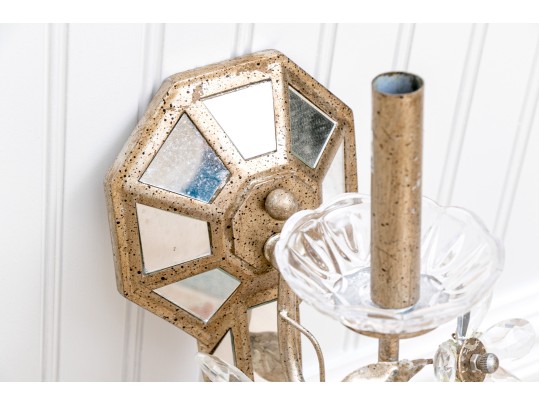 Stonefish Shaded Single Light Mirrored And Gilt Sconces