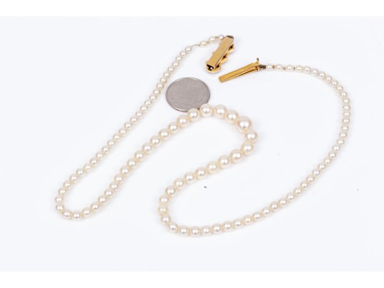 Graduated Cultured Pearl Necklace, 14K And Garnet Clasp