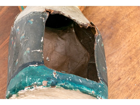 French Painted Papier-mache Milliner's Head, 1810  Painted Bust