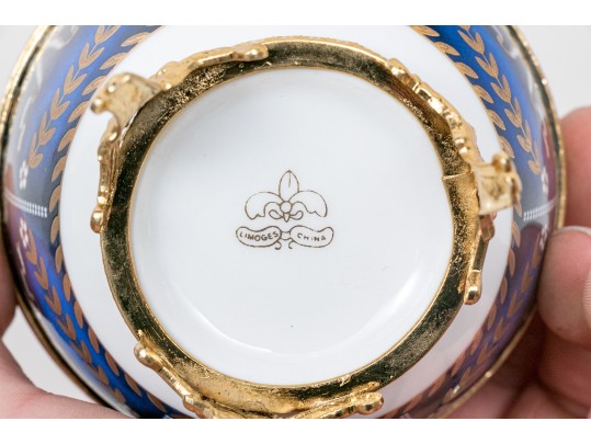 Limoges Egg Shaped Box With Portrait Medallions Of Beauties