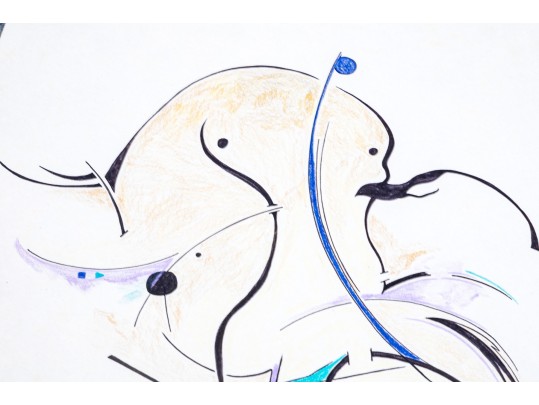 Group Of Nine Mixed Media On Paper Abstract Designs