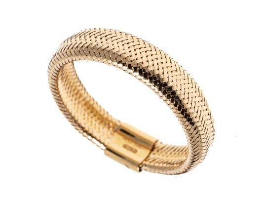 14K Mesh Adjustable Mesh Style Band Ring, Size Adjusts From Approximately 6.5 To 9.5