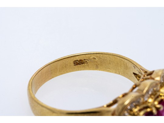 Charming 14K Pink Sapphire And Diamond Ring, Size 8.75+