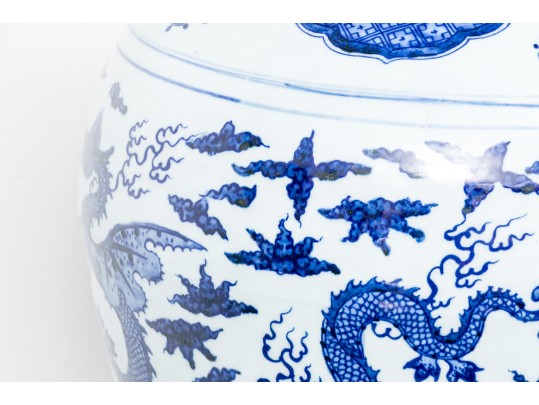 Chinese Ming Style Blue And White Porcelain Meiping Vase