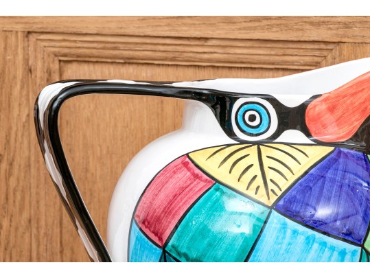 Gazia-Deruta Italian Majolica Toucan Pitcher 