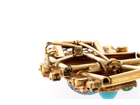 Gold Plated Multi-color Glass Stone Pin/Pendant