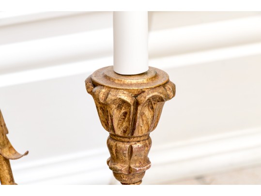 Vintage Italian Gilt Triple-light Wall Sconces