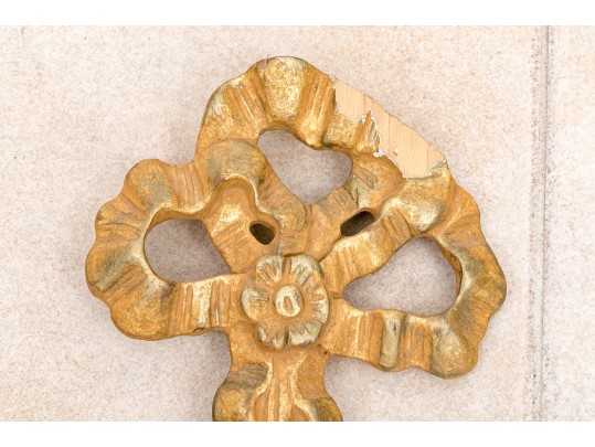 Pair Of Gilt Carved Italian Triple  Light Electrfied Wall Sconces