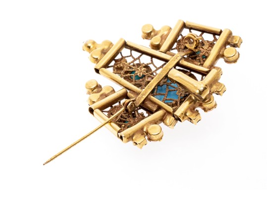 Gold Plated Multi-color Glass Stone Pin/Pendant