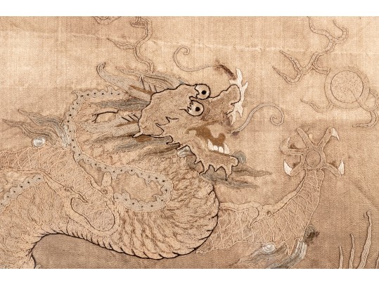 Massive Gilt Framed Imperial Chinese Embroidered Garment Panel