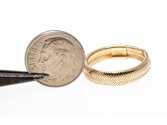 14K Mesh Adjustable Mesh Style Band Ring, Size Adjusts From Approximately 6.5 To 9.5