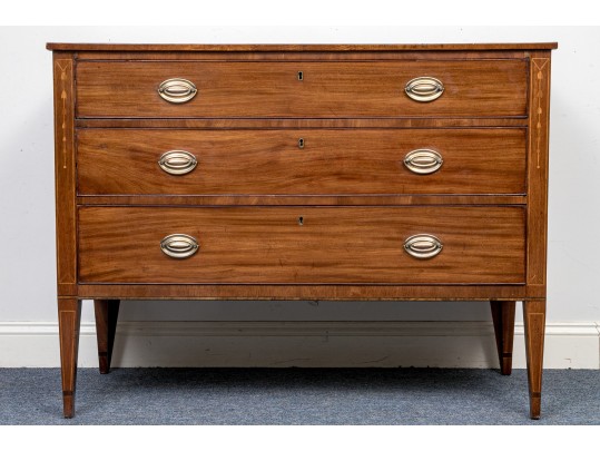 Antique Satinwood Inlaid Mahogany Chest Of Drawers