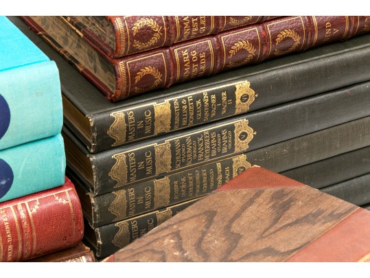 Collection Of Antique & Semi Antique Leather & Cloth Bound Books 