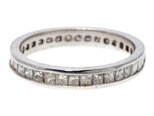 14k Stunning Princess Cut Diamond Eternity Band, App. 1.05 TCW, Size 4.75, See Conditions