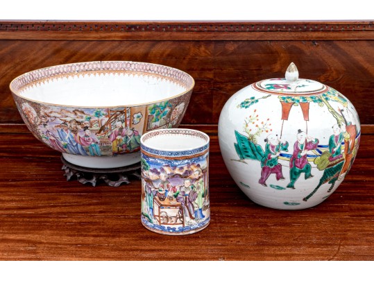 A Collection Of 19th C., Chinese And Chinese Export Porcelain Wares, As Is