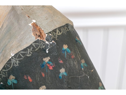 French Painted Papier-mache Milliner's Head, 1810  Painted Bust