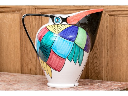 Gazia-Deruta Italian Majolica Toucan Pitcher 