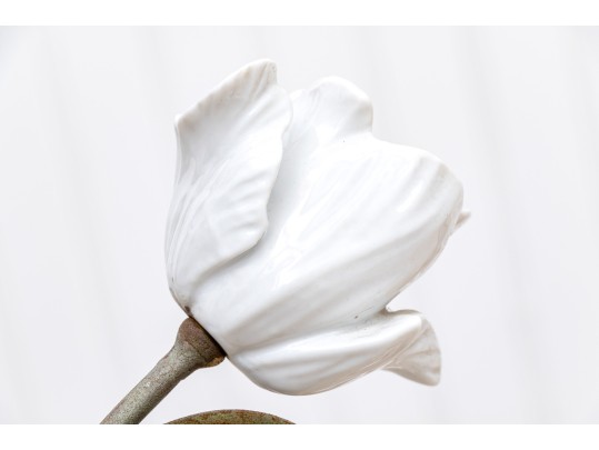 Collection Of 9 Porcelain And Metal White Tulips 