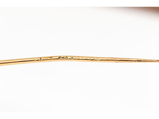 Vintage 18K Diamond And Cultured Pearl Stick Pin