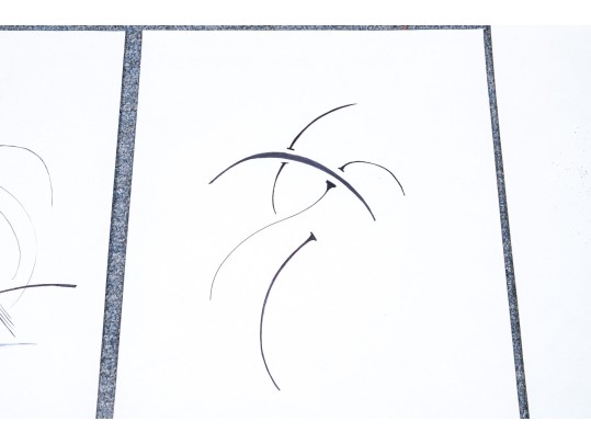 Group Of Nine Mixed Media On Paper Abstract Designs