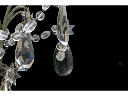 Antique French 6-light Cut Crystal And Beaded Chandelier 