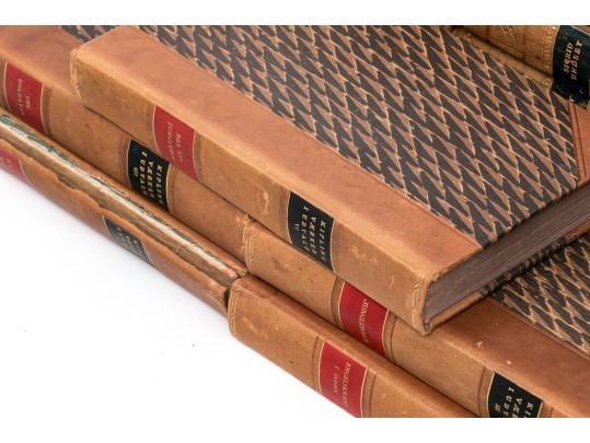 Collection In Excess Of 25 Semi Antique & Antique Leather Bound Books