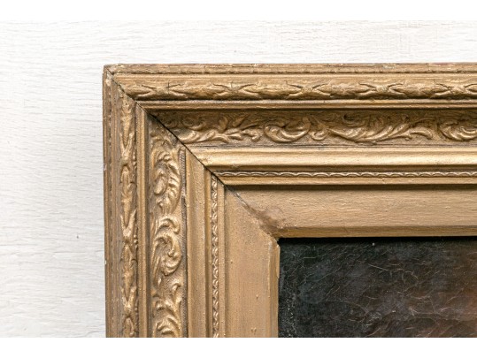 Antique Oil On Canvas, Mother And Child