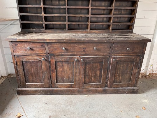Impressive Two Part Oak Breakfront Cupboard