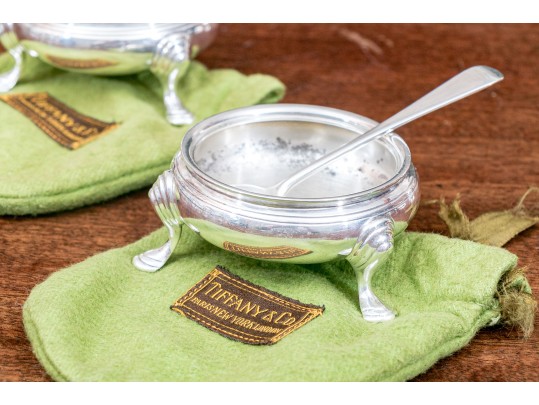 Pair Of Tiffany & Co. Sterling Salt Cellars With Salt Spoons, 5.3 Ozt