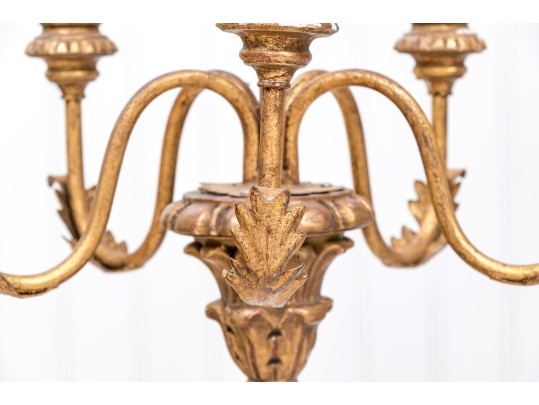 Italian Gilt 5-light Gilt Metal/composite Wheat Sheaf Chandelier