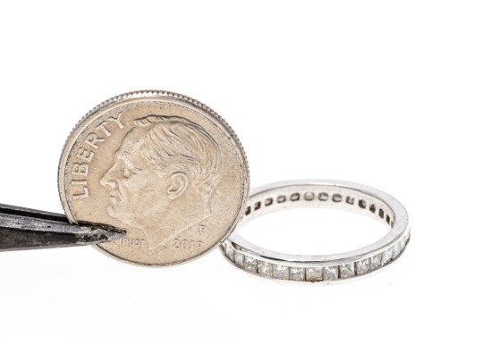 14k Stunning Princess Cut Diamond Eternity Band, App. 1.05 TCW, Size 4.75, See Conditions