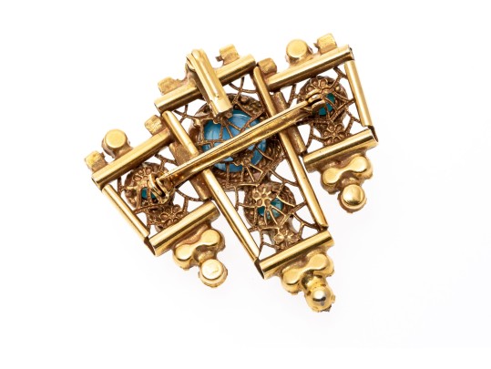 Gold Plated Multi-color Glass Stone Pin/Pendant