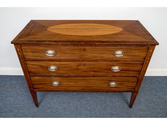 Antique Satinwood Inlaid Mahogany Chest Of Drawers