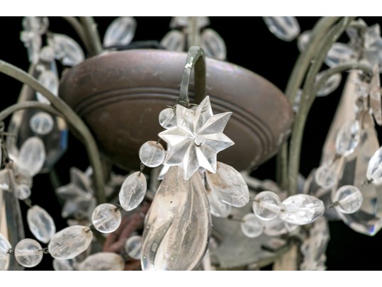 Antique French 6-light Cut Crystal And Beaded Chandelier 