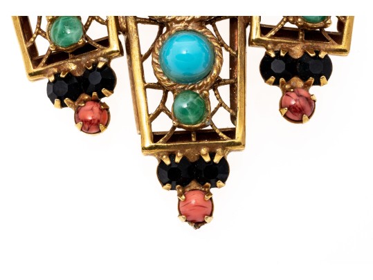 Gold Plated Multi-color Glass Stone Pin/Pendant