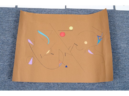 Group Of Nine Mixed Media On Paper Abstract Designs