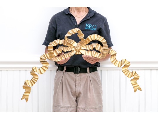 Stunning Carved Gesso And Gilt Bow Wall Mount