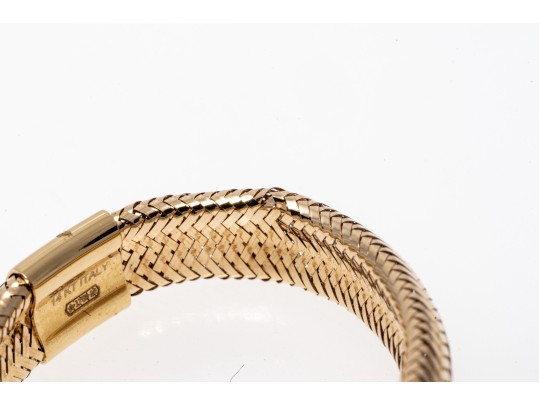 14K Mesh Adjustable Mesh Style Band Ring, Size Adjusts From Approximately 6.5 To 9.5