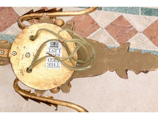 Vintage Italian Gilt Triple-light Wall Sconces